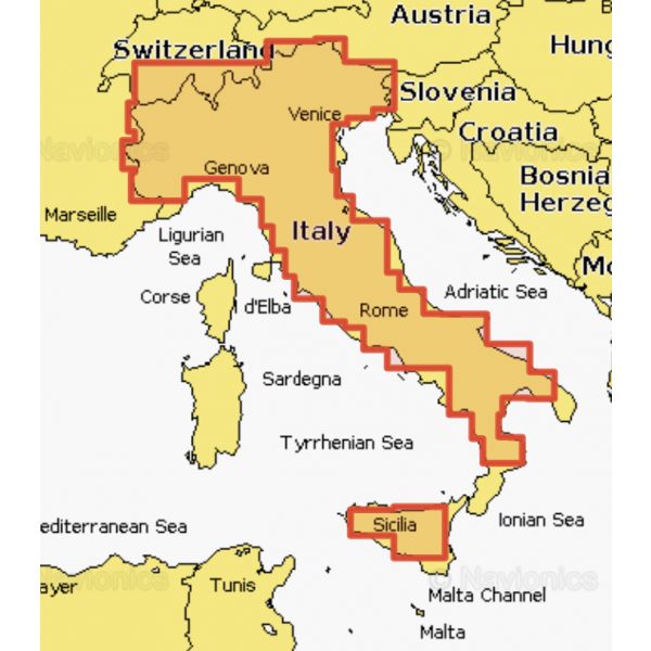 Navionics+ Cartes SD/MSD - Italie Lacs et rivières Po