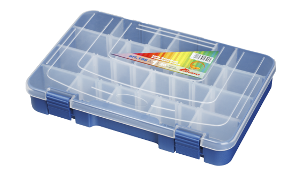 Panaro Boîte de pêche bleue avec couvercle transparent - 195, 1-20 compartiments, 276x188xH45 mm