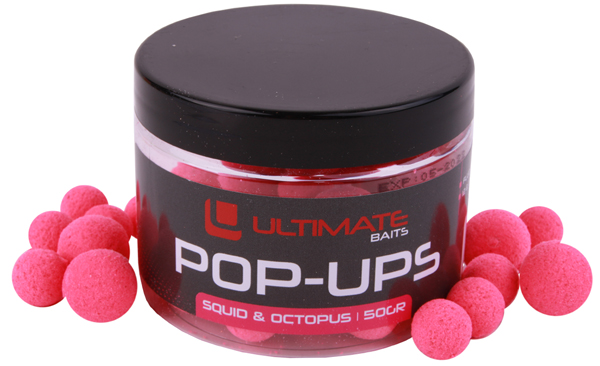 Ultimate Baits Fluo Pop Ups 12+15mm - Pink Squid & Octupus