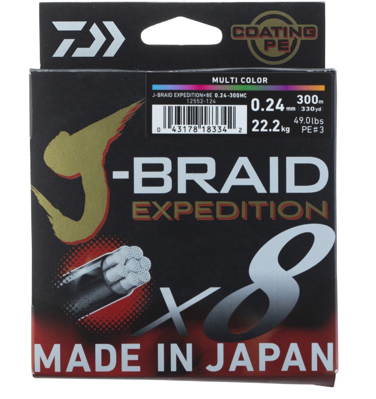 Tresse Daiwa J-Braid Expedition Multi-Color X8E (3000m)