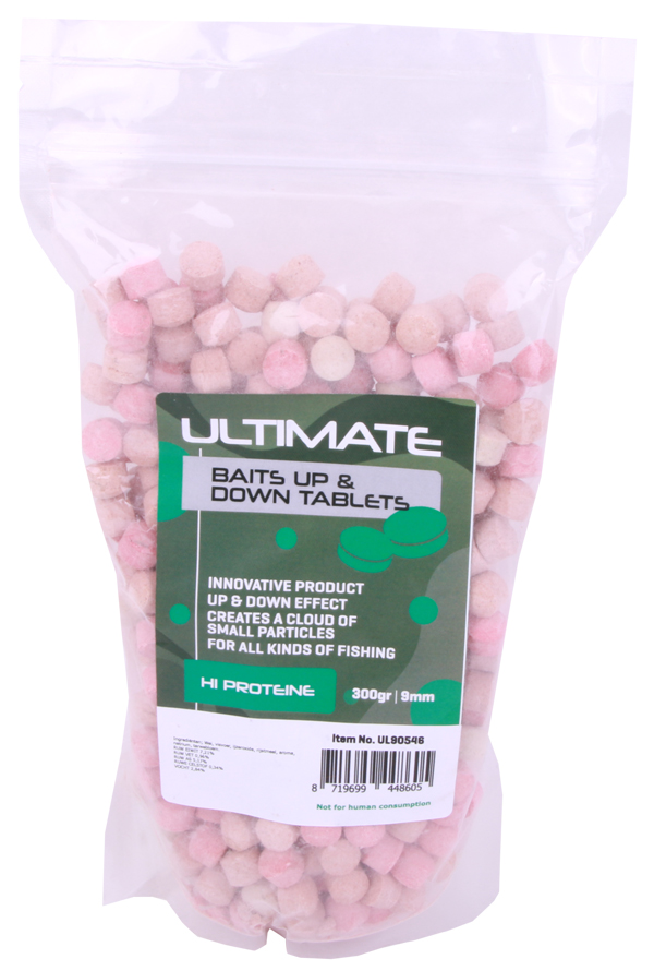 Ultimate Baits Up & Down Tablets 9 mm, libère des saveurs, couleurs et attractifs sous l'eau - Hi Proteïne 9mm