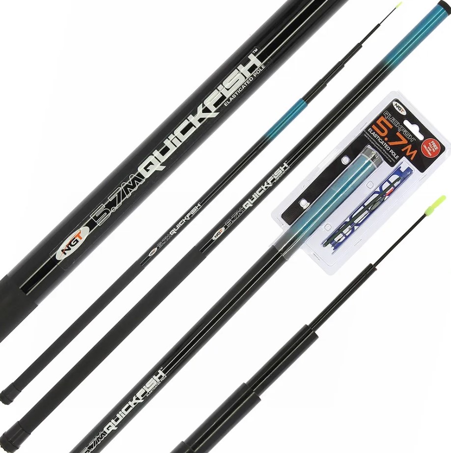 Canne au coup NGT Quickfish Combo Elasticated Pole 5.7m (Avec ligne montée & Dégorgeoir)