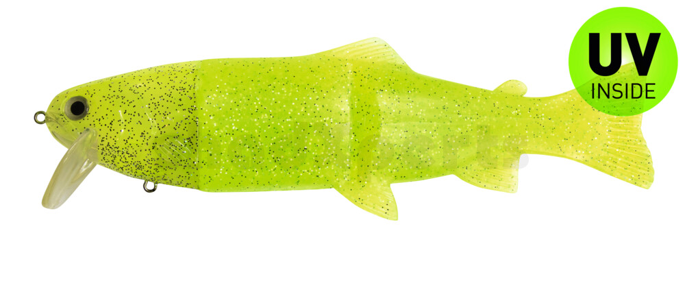 Leurre Castaic Real Bait Hard Head Slow Sinking (6"/15cm) Swimbait - Chartreuse Pepper