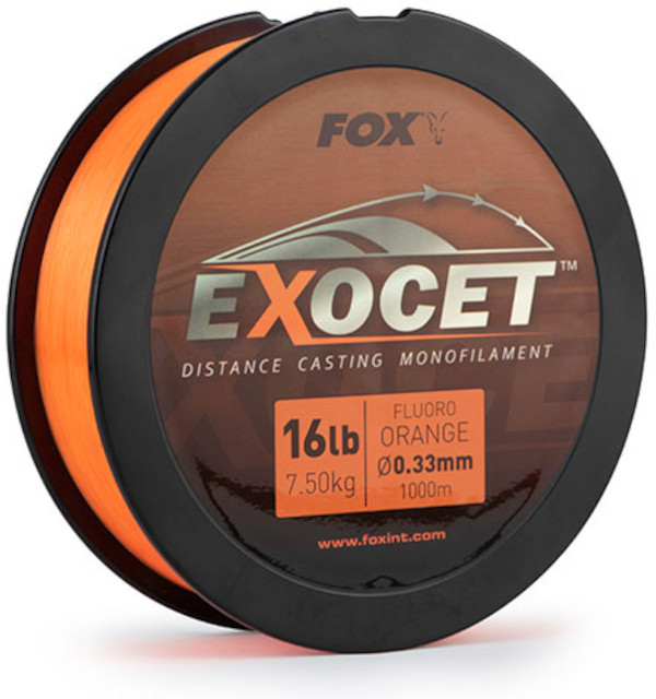 Fox Exocet Fluoro Orange Mono Nylon - Fox Exocet Fluoro Orange Mono 0,33 mm 16 lb/7,5 kg (1000 m)