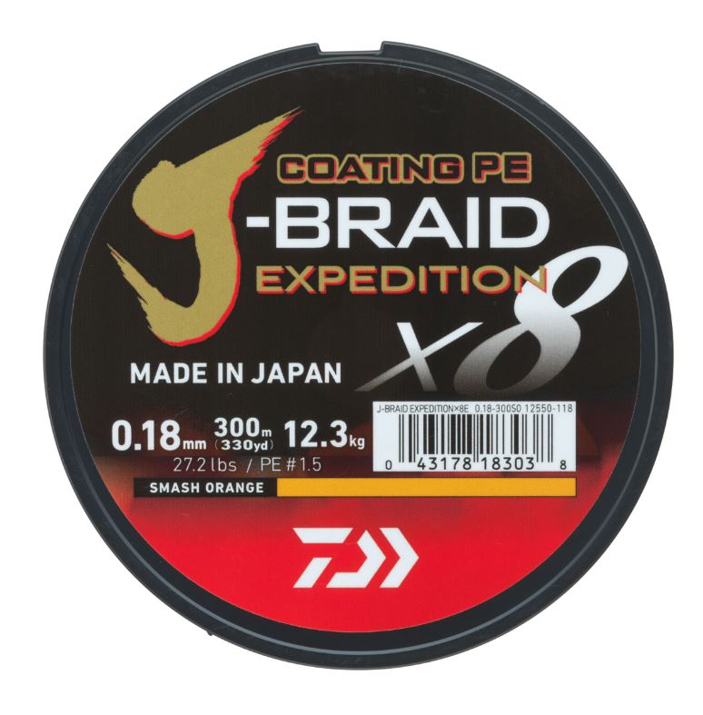 Tresse Daiwa J-Braid Expedition X8E Smash Orange (300m)