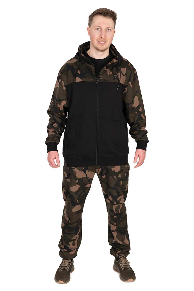 Sweat à capuche Fox LW noir/camouflage avec fermeture éclair