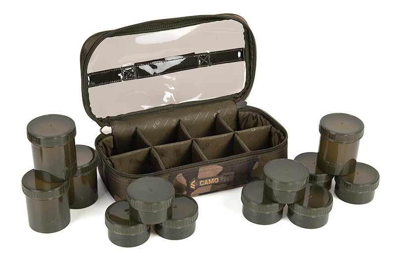 Trousse Fox Camolite 12 Pot Hookbait Case (Incl. 12 Pots)