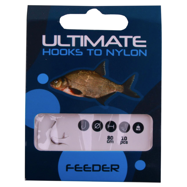 Ultimate Recruit Feeder & Match Set - Bas de lignes Ultimate Hooks to Nylon feeder size 14 0,14mm 80cm, 10pcs