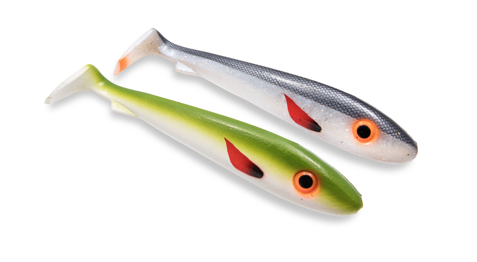 Svartzonker Big McRubber Flash Shad 25cm (2 pcs) - UV Olive White & UV Herring