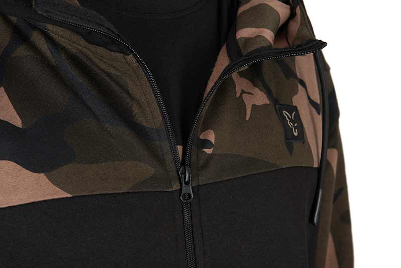 Sweat à capuche Fox LW noir/camouflage avec fermeture éclair