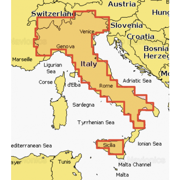 Navionics+ Cartes SD/MSD - Italie Lacs et rivières Po