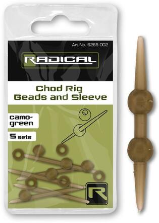 Kit Radical Chod Rig Beads And Sleeve Camo-Green (10+5 pièces)