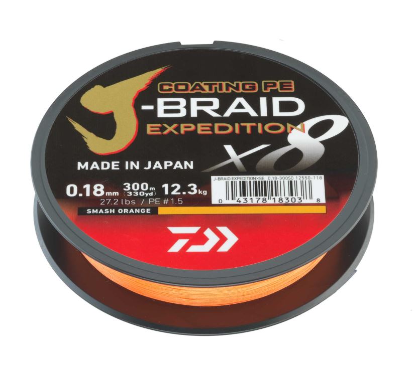 Tresse Daiwa J-Braid Expedition X8E Smash Orange (300m)