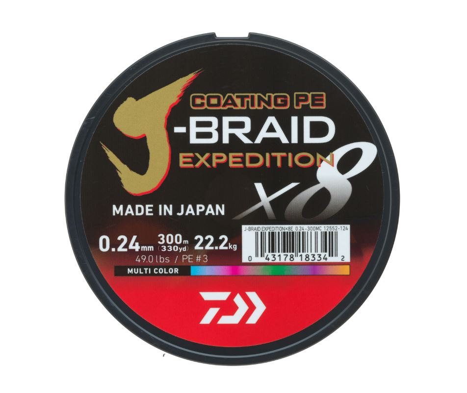 Ligne Tressée Multicolore Daiwa J-Braid Expedition X8E (300 m)