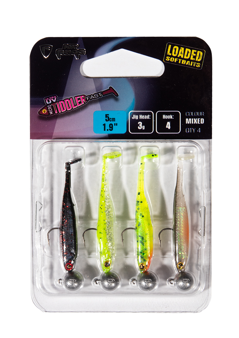 Fox Rage Micro Tiddler Fast Mixed UV Colour Pack Loaded 5cm (3g) (4 pcs) - Pack 2