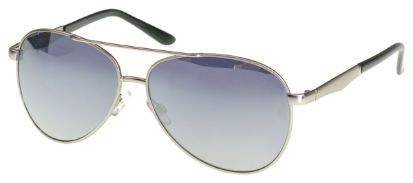 AZ-Eyewear Polarized Pilot Sunglasses - Pilot 2, Silver metal frame/blue lenses