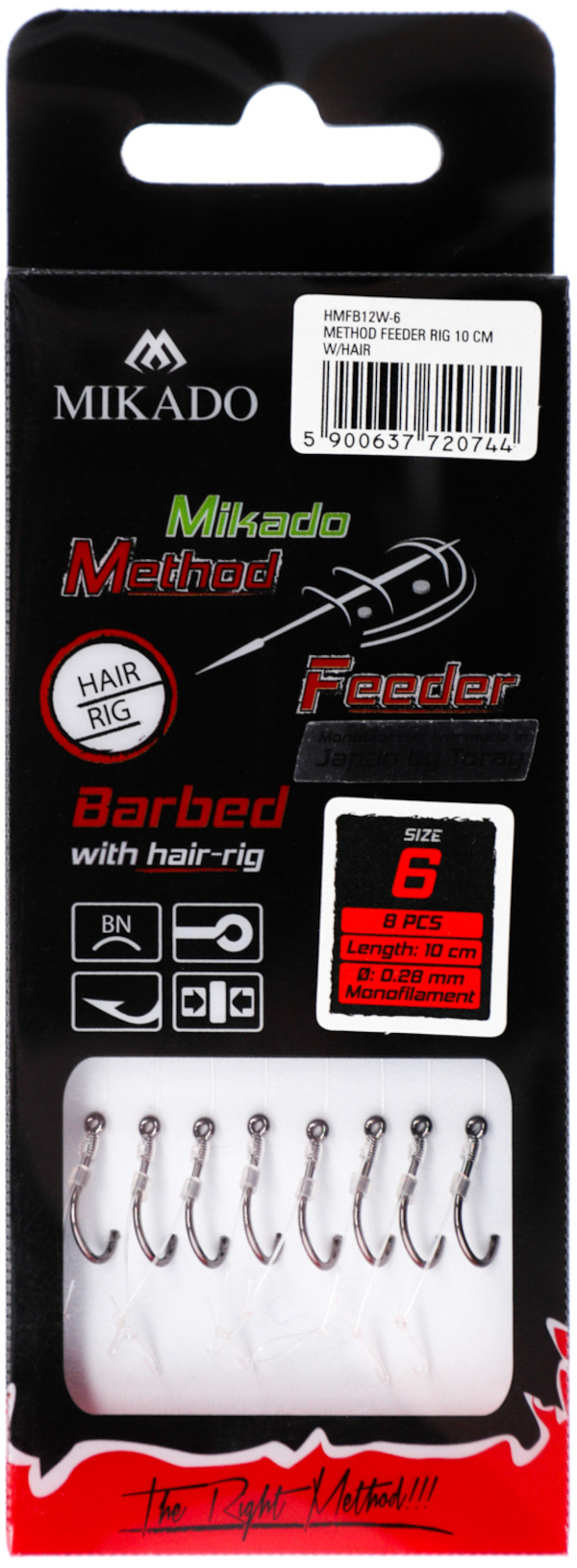 Bas de ligne Mikado Method Feeder Rig avec Cheveux 8 pièces