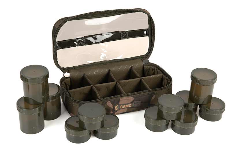 Trousse Fox Camolite 12 Pot Hookbait Case (Incl. 12 Pots)