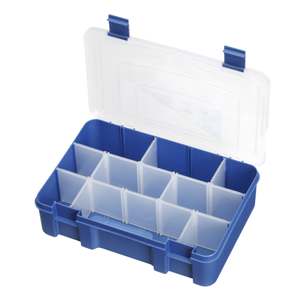 Panaro Boîte de pêche bleue avec couvercle transparent - 197, 1-9 compartiments, 276x188xH75 mm