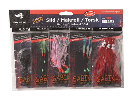 Kinetic Sabiki Rigs 5-pack Mix, pour la pêche des cabillauds, harengs et maquereaux !