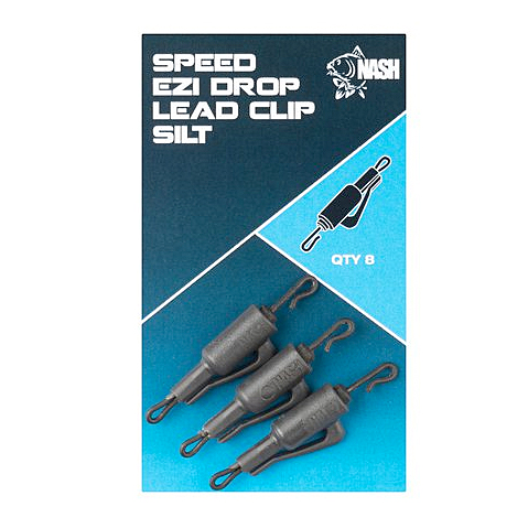 Clips plombs Nash Speed Ezi Drop Lead Clip (8 pcs) - Dark Silt