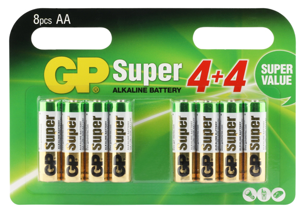 GP Piles Alcalines - GP Super Alkaline AA Mignon penlite, multipack 8 pcs