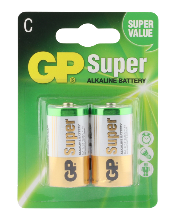 GP Piles Alcalines - GP Super Alkaline C Baby, 2 pcs