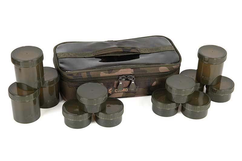 Trousse Fox Camolite 12 Pot Hookbait Case (Incl. 12 Pots)