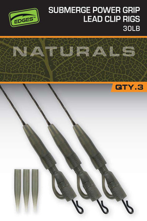Fox Naturals Sub Power Grip Lead Clip Leaders 75cm (3 pcs)