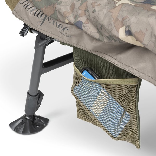 Bedchair Nash Indulgence HD40 Sleep System 6 Legs Camo Stretcher (Incl. Sac de couchage)