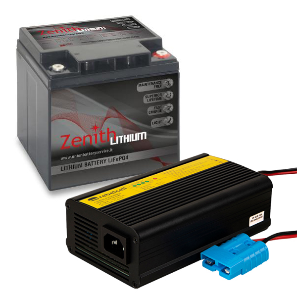 Batterie Zenith Lithium 12V 40Ah + Chargeur Rebelcell Li-ion