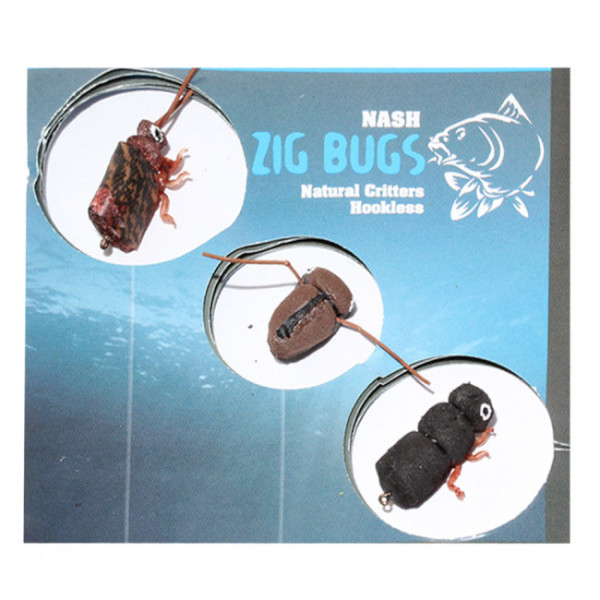 Carp Tacklebox, rempli avec du matériel de Nash, Rod Hutchinson, Ultimate et plus ! - Nash Zig Bugs Natural Critters Hookless