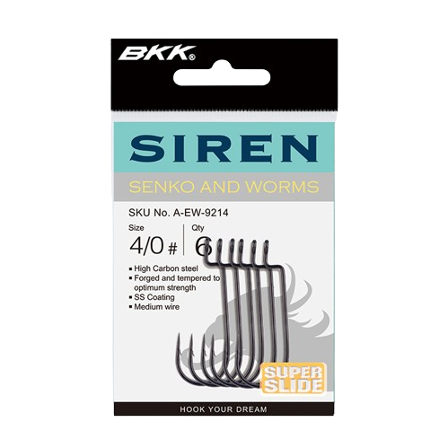 Hameçons BKK Siren Worm Hook Size 2/0 (6 pcs)