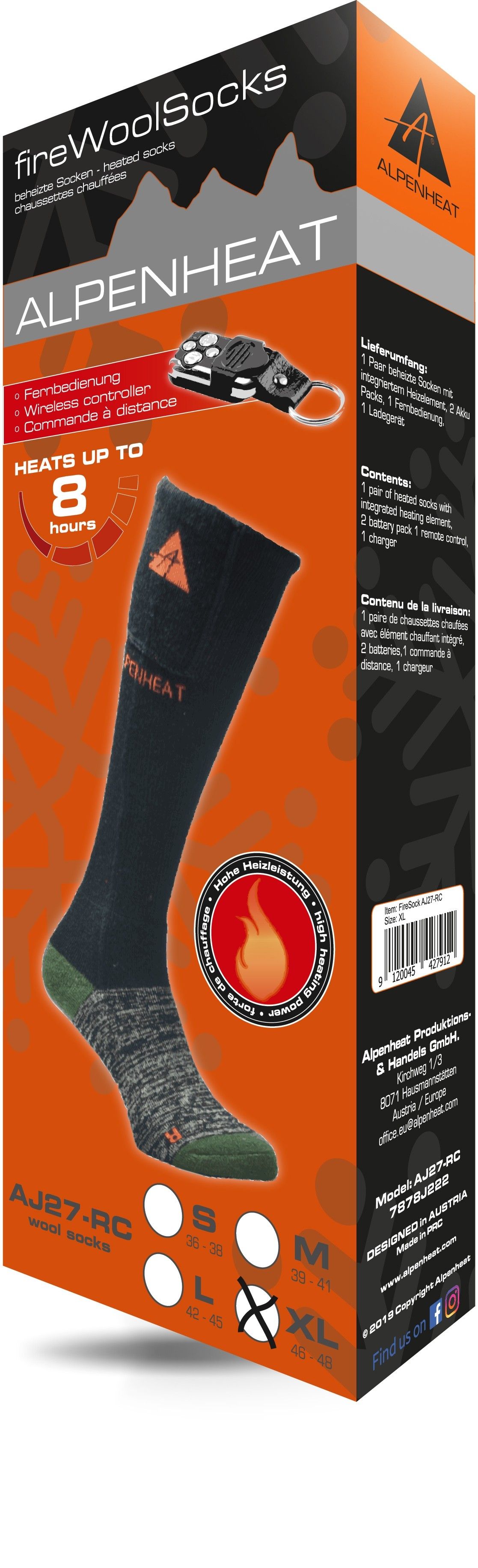 Chaussettes chauffantes Alpenheat Heated Socks Merinowool With Remote Control