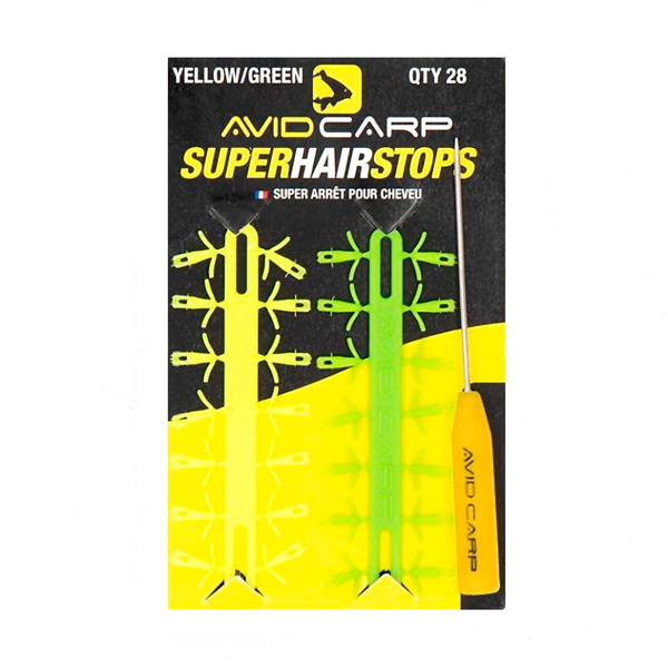 Matériel de pêche pour la carpe, rempli d'articles de pêche de marques réputées ! - Avid Carp Super Hair Stop - Yellow / Green