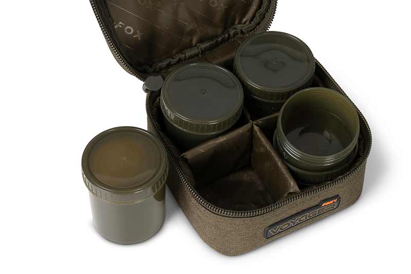 Trousse Fox Voyager 6 Pot Hookbait Case (incl. 6 pots)