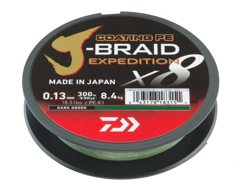 Tresse Daiwa J-Braid Expedition X8E Dark Green (300m)