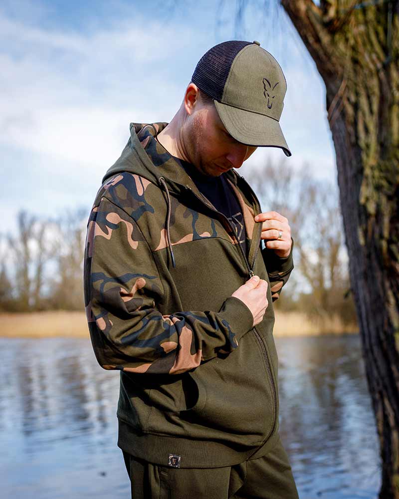 Veste Fox LW Khaki/Camo Split Zip Hoody