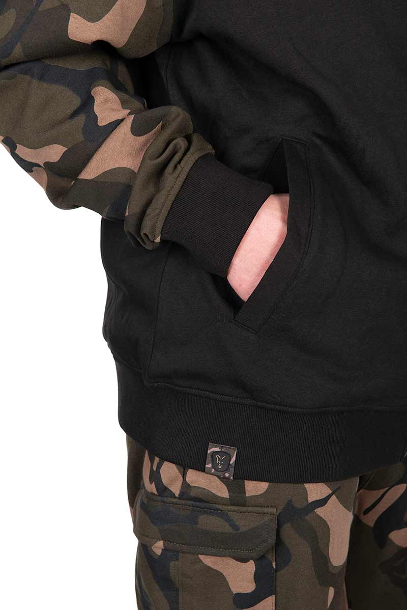 Sweat à capuche Fox LW noir/camouflage avec fermeture éclair