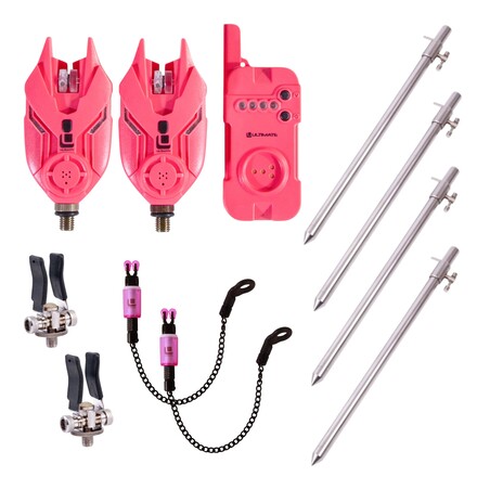 Ensemble de détection rose Ultimate E-Tension Pink Bite Alarm/Bankstick Set