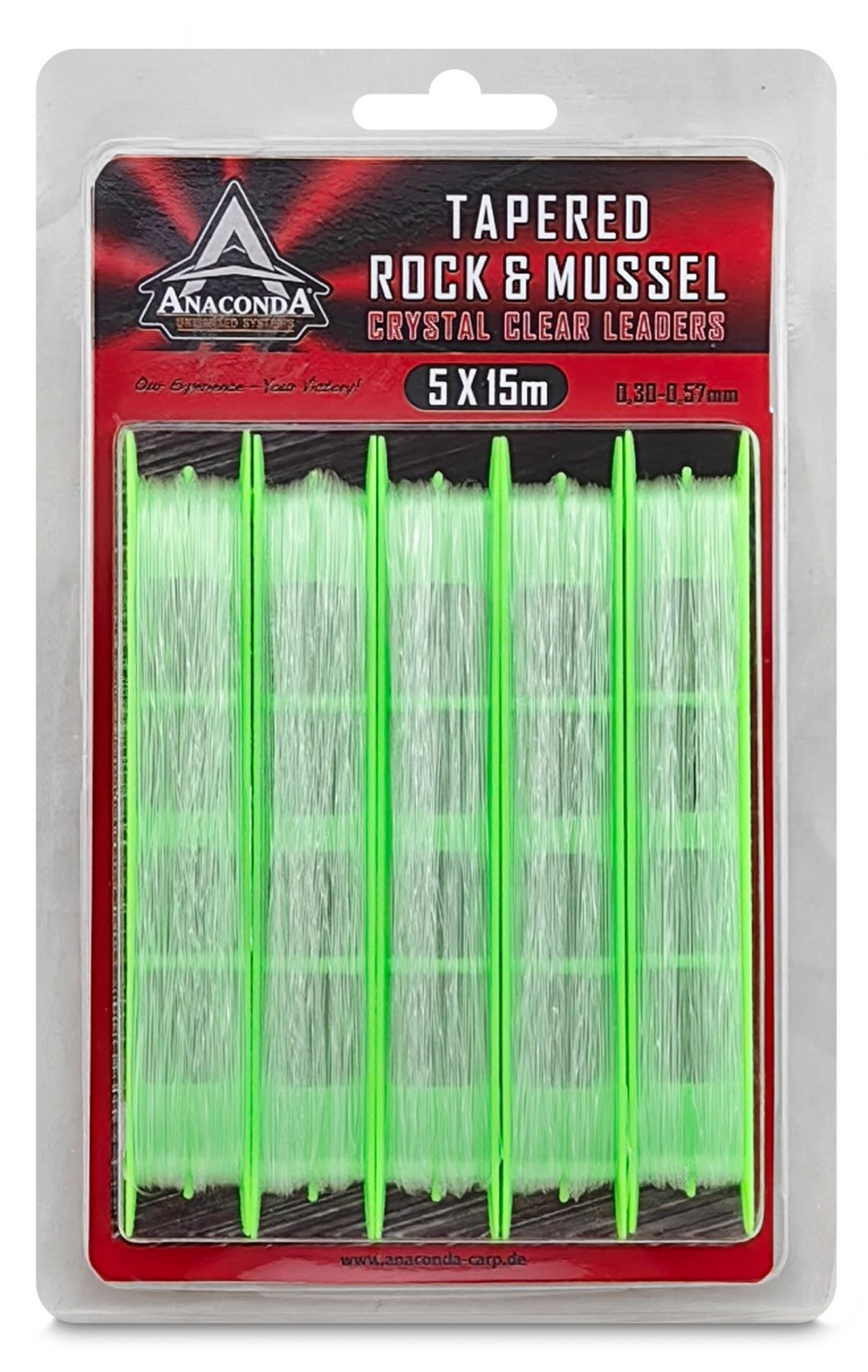 Anaconda Tapered Rock & Mussel Invisible Leaders 15m (5 pcs)