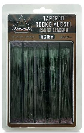 Anaconda Tapered Rock & Mussel Camou Leaders 15m (5 pcs)
