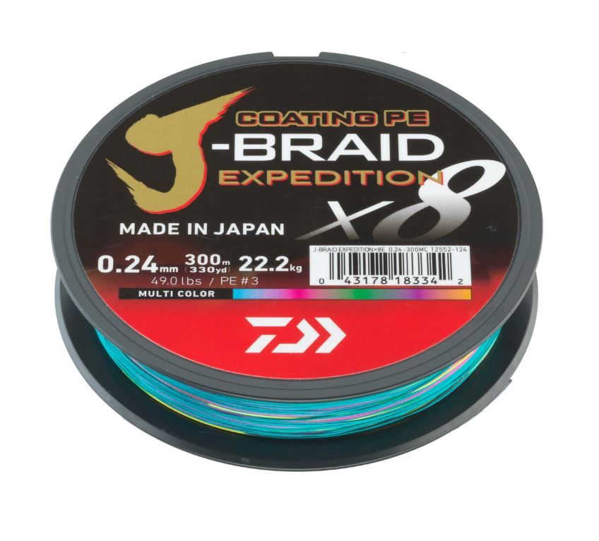 Ligne Tressée Multicolore Daiwa J-Braid Expedition X8E (300 m)