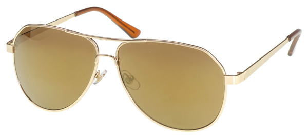 AZ-Eyewear Polarized Pilot Sunglasses - Pilot 4, Gold metal frame/gold mirror lenses