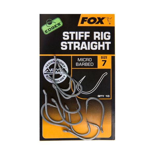 Hameçons Fox Edges Stiff Rig Straight - Hameçons Fox Edges Stiff Rig Straight Taille 7 Micro Ardillon