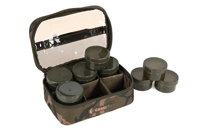 Trousse Fox Camolite 8 Pot Hookbait Case (Incl. 8 Pots)