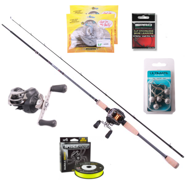 Fox Rage Warrior 2 Sandre Cast Set avec Moulinet Casting Spro, Tresse et Leurres Hawg Shads !