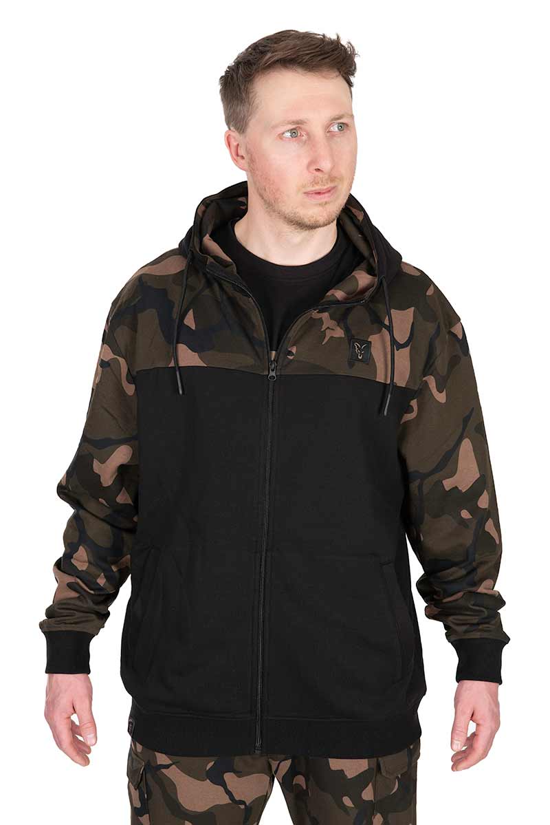 Sweat à capuche Fox LW noir/camouflage avec fermeture éclair