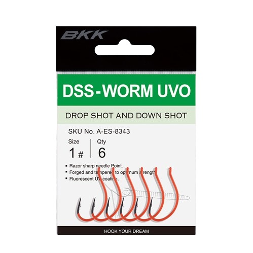 Hameçons BKK DSS-Worm UV Dropshot Taille #4 (6 pcs)