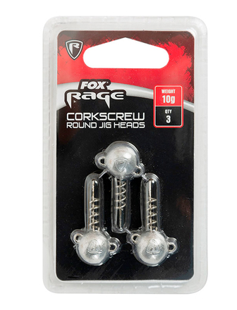 Fox Rage Corkscrew round jig heads, 3 pièces